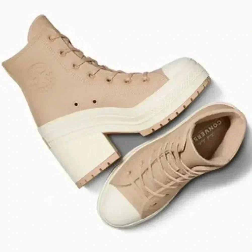 😍 NWT 😍 Converse Chuck 70 De Luxe Heel Weatherized Leather, Tan, Women's 8